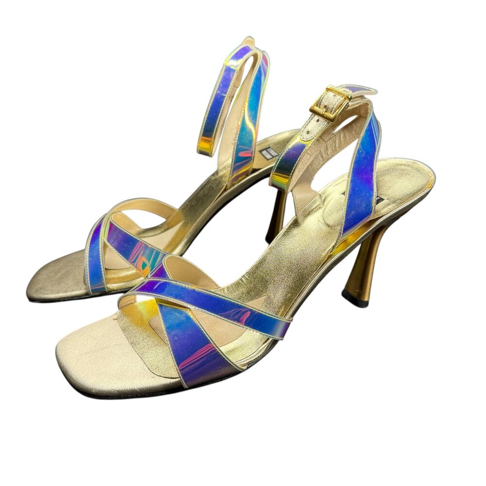 Stuart Weitzman Vintage Monami Mystic Vinyl Iridescent Holographic Heels 7.5 - Picture 2 of 14